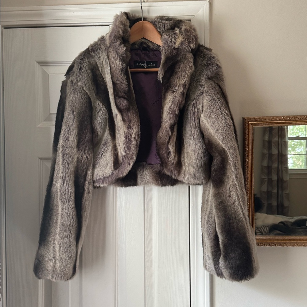Baby Phat Gray Faux Fur Cropped Jacket - Picture 2 of 7